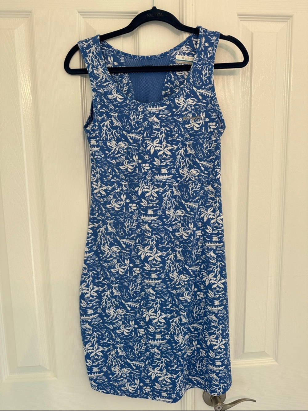 Columbia Sportswear Company Blue Floral Scoop-Neck Mini Dress